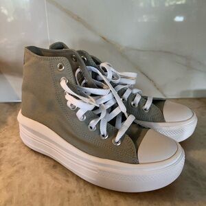 Converse Gray/Green and White High-Top Sneakers